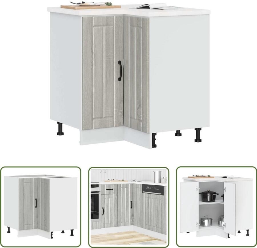 The Living Store Keuken hoekonderkast Lucca bewerkt hout grijs sonoma eiken Keukenhoekonderkast Hoekkast Keukenkasten Opslagoplossing Keukeninrichting
