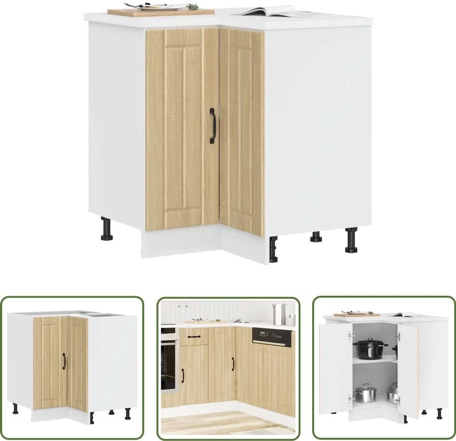The Living Store Keuken hoekonderkast Lucca bewerkt hout sonoma eikenkleurig Keukenhoekonderkast Houten Keukenkasten Sonoma Eiken Keukenopstelling Keukenmeubilair