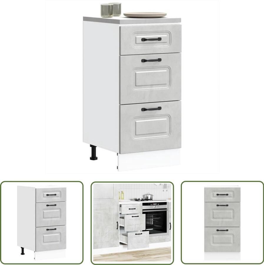 VidaXL Keuken onderkast Kalmar bewerkt hout betongrijs Dynamische Sleutel Gereedschapset Klikmechanisme Torque Wrench Draadloos Gereedschap