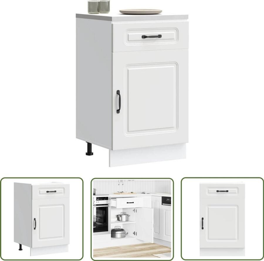 VidaXL Keuken onderkast Kalmar bewerkt hout wit Keuken Onderkast Keukenopstelling Houten Keuken Wit Keukenmeubilair Bergruimte Keuken - Foto 2