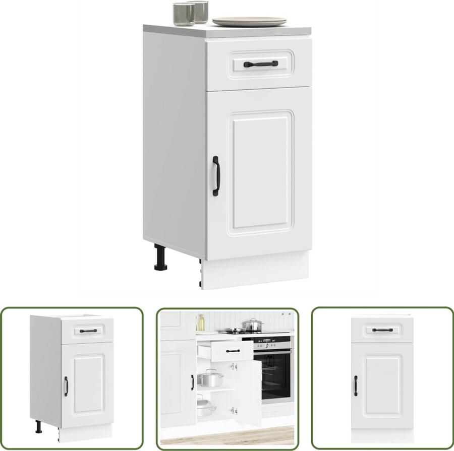 The Living Store Keuken onderkast Kalmar bewerkt hout wit Keukenonderkast Houten Keukenkast Witte Keukenkast Opslagruimte Keuken Keukenopstelling - Foto 2