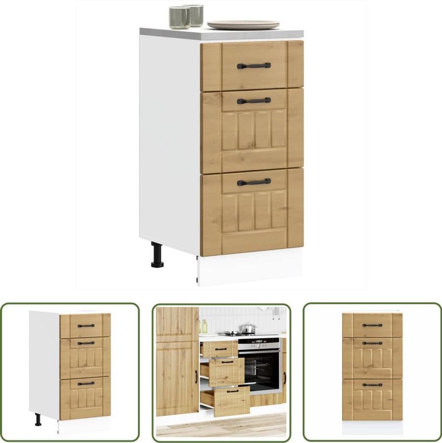 VidaXL Gereedschapset Dynamische Sleutel Keuken onderkast Lucca bewerkt hout artisanaal eikenkleur Klikmechanisme Torque Wrench Handgereedschap