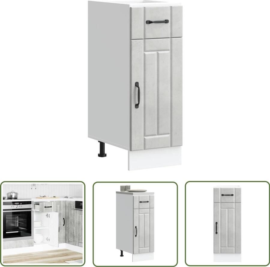 VidaXL Onderkasten Keukenkasten Keuken onderkast Lucca bewerkt hout betongrijs Keukenopstelling Houten Keukenkasten Betonnen Grijze Keukenkasten