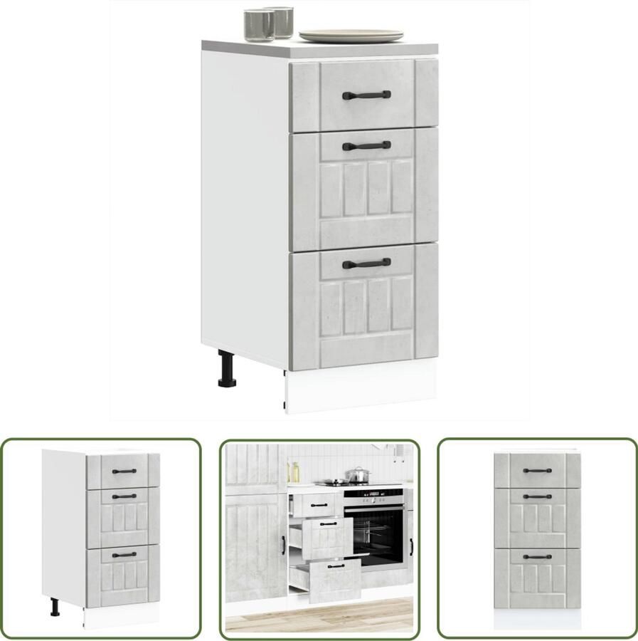 VidaXL Keukenonderkasten Keukenkasten Keuken onderkast Lucca bewerkt hout betongrijs Houten Keukenkasten Betonnen Keukenkasten Opslagoplossing Keuken