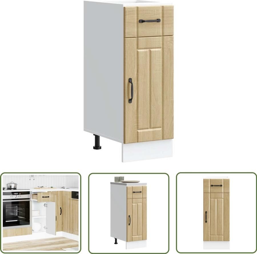 The Living Store Keuken onderkast Lucca bewerkt hout sonoma eikenkleurig Keukenonderkast Houten Keukenkast Opslagruimte Keuken Sonoma Eiken Lucca Serie