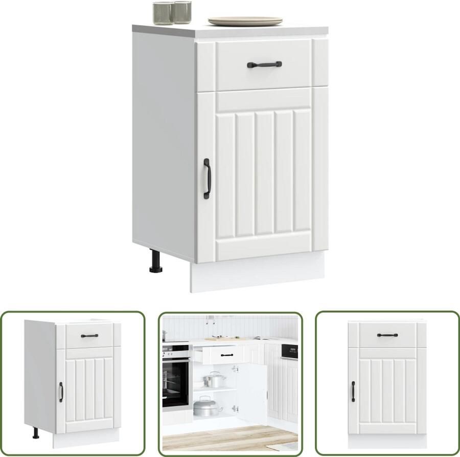 VidaXL Houten Keuken Kast Keuken Onderkast Keuken onderkast Lucca bewerkt hout wit Keukenopstelling Opslag Oplossing Keuken Organisatie