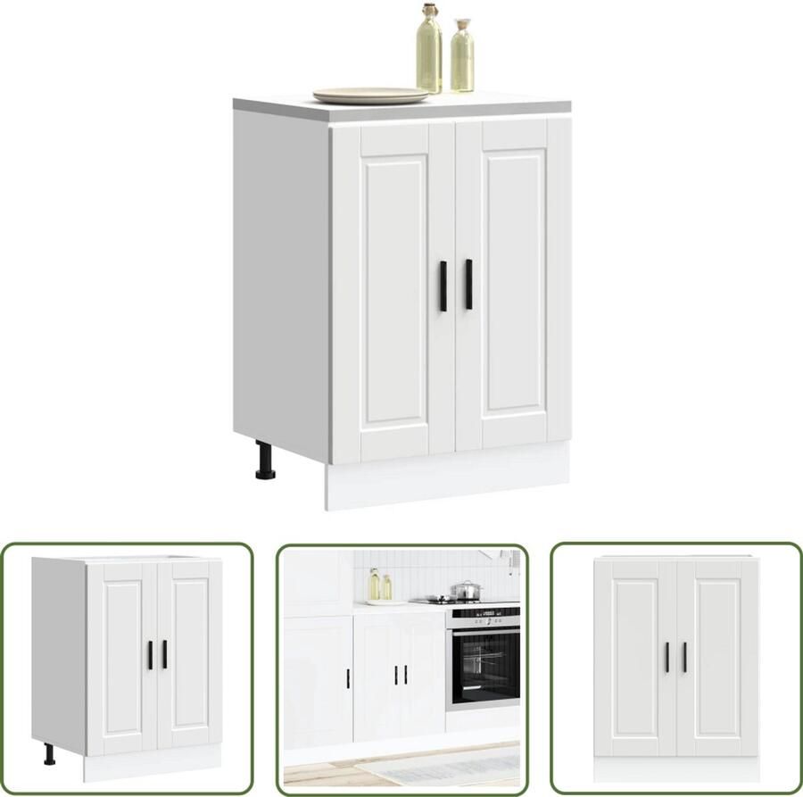 The Living Store Keuken onderkast Porto bewerkt hout wit Keukenonderkast Houten Keukenkast Witte Keukenkast Opslagruimte Keuken Keukenopstelling - Foto 2