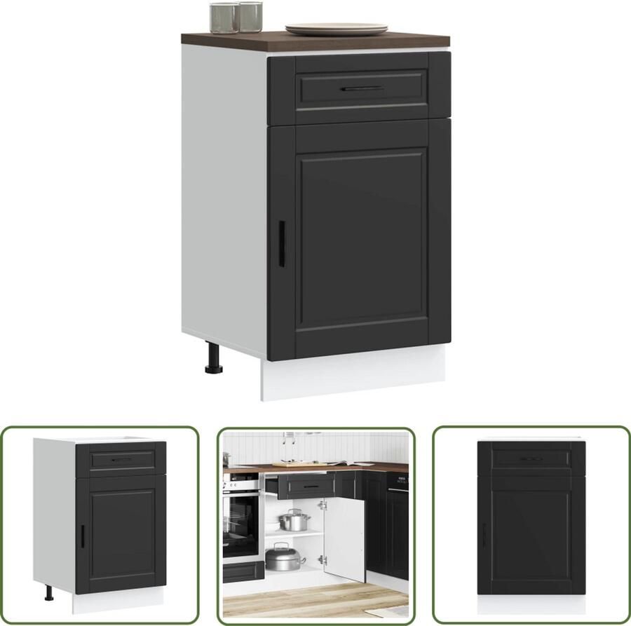 VidaXL Keuken onderkast Porto bewerkt hout zwart Keuken Onderkast Onderkasten Keuken Houten Keuken Kast Zwarte Keuken Kast Keukenopstelling