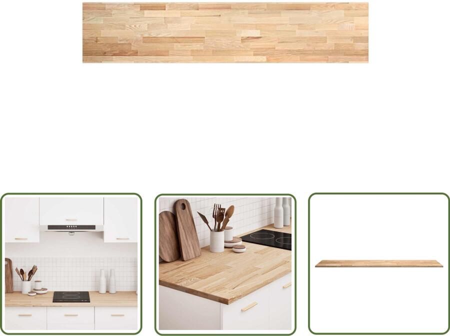 The Living Store Keuken werkblad rechthoekig 300x63 5x2 7 cm massief eikenhout Eikenhouten Keukenblad Massief Eikenhout Keuken Werkblad Rechte Keukenblad Landelijke Keuken