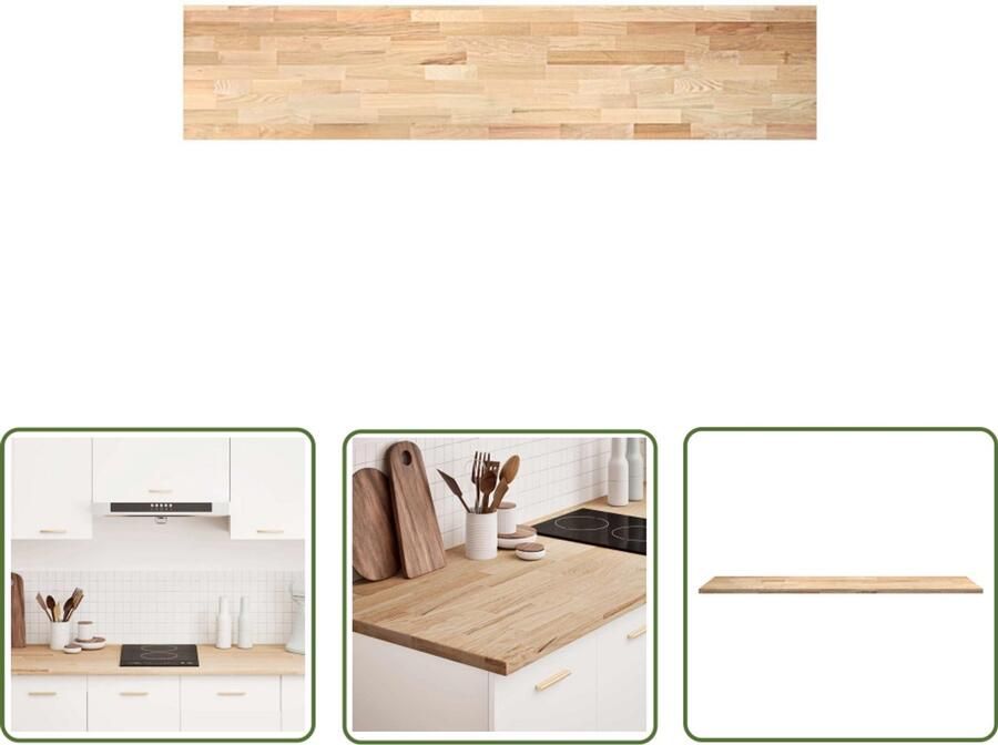 The Living Store Keuken werkblad rechthoekig 300x63 5x4 cm massief eikenhout Eikenhouten Keukenblad Houten Werkblad Keukentafel Blad Robuust Keukenblad Landelijke Keuken