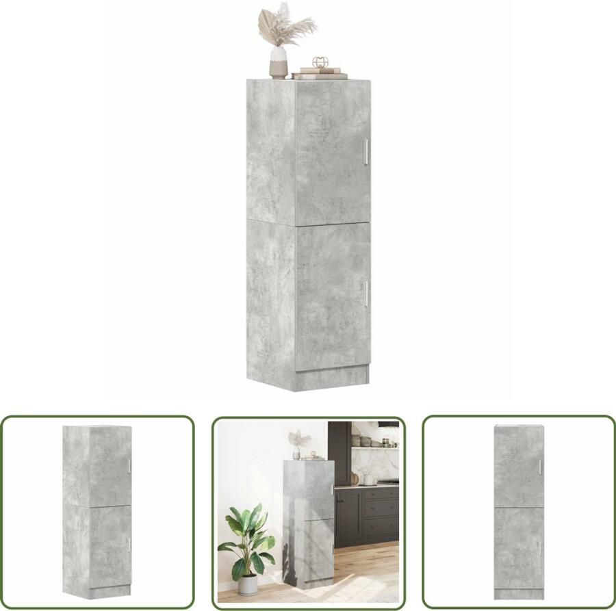 The Living Store Keukenkast 38x41 5x131 5 cm bewerkt hout betongrijs Keuken Kast Houten Kast Bergruimte Keuken Organisatie Betongrijs
