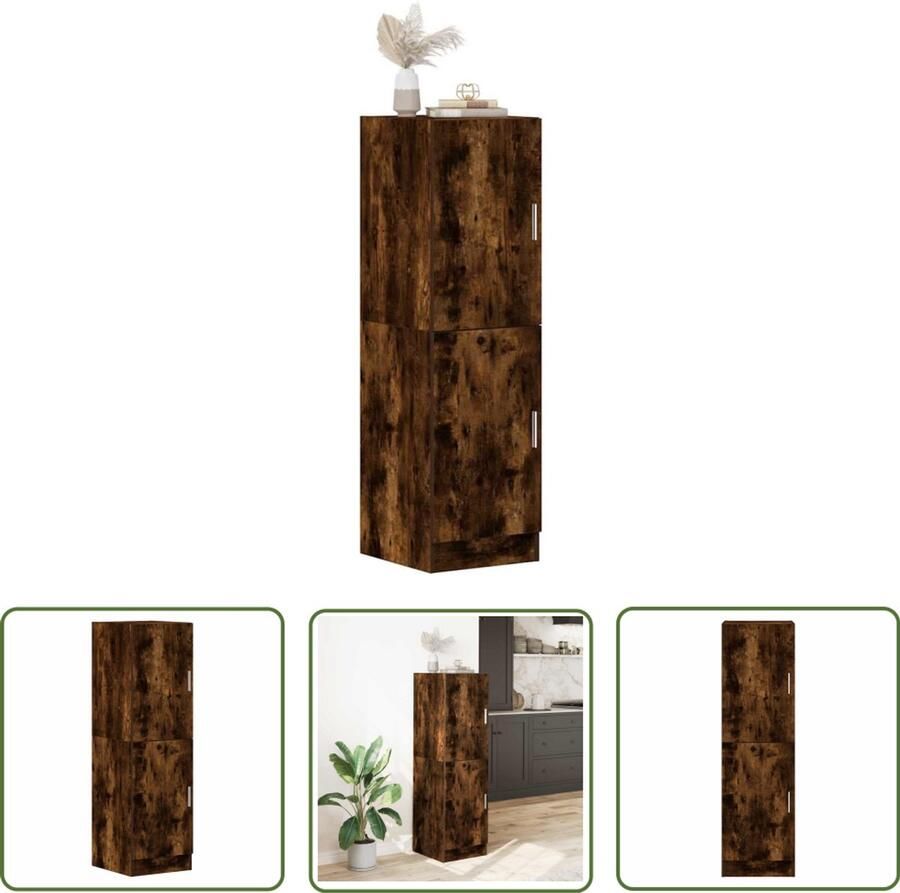 The Living Store Keukenkast 38x41 5x131 5 cm bewerkt hout gerookt eikenkleurig Keuken Kast Houten Kast Opslagoplossing Keuken Organisatie Koks Accessoires