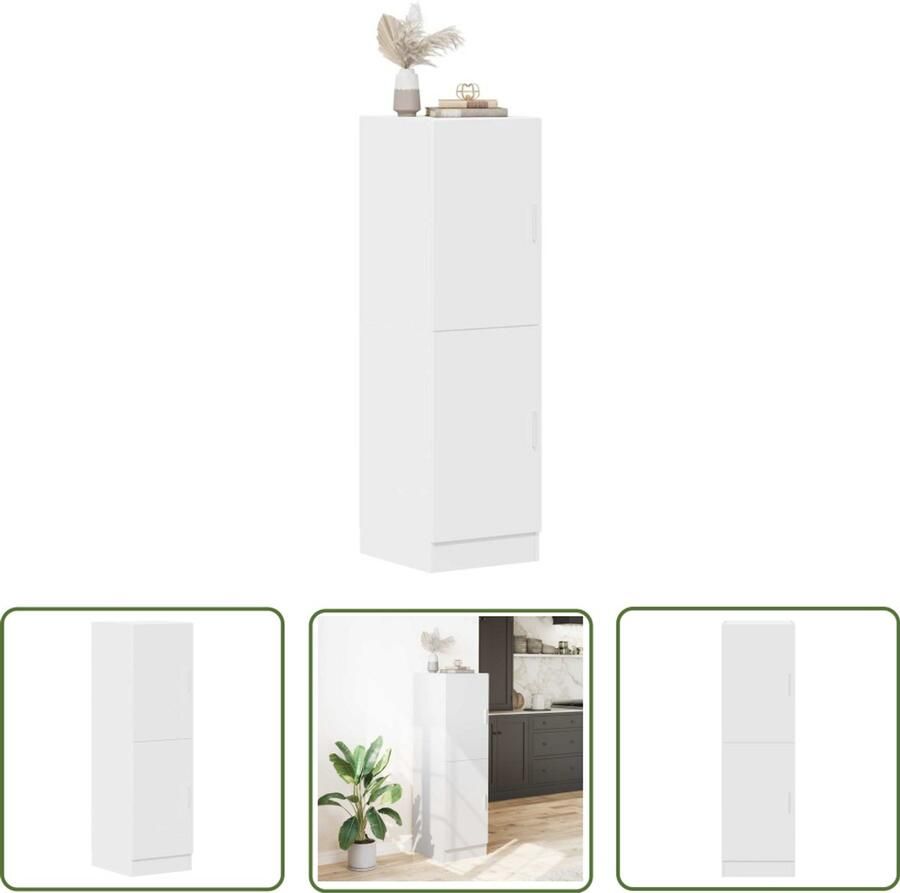 The Living Store Keukenkast 38x41 5x131 5 cm bewerkt hout wit Keuken Kast Opslag Oplossing Houten Kast Keuken Organisatie Witte Kast