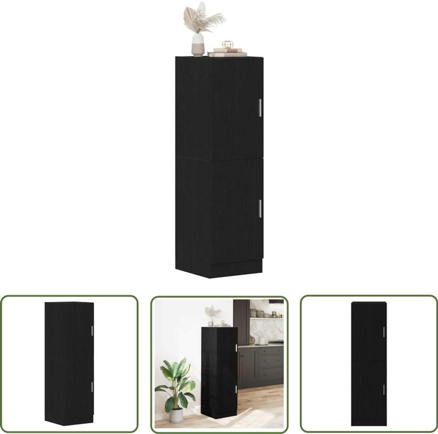 The Living Store Keukenkast 38x41 5x131 5 cm bewerkt hout zwart Keuken Kast Houten Kast Opslagoplossing Keuken Organisatie Zwarte Kast
