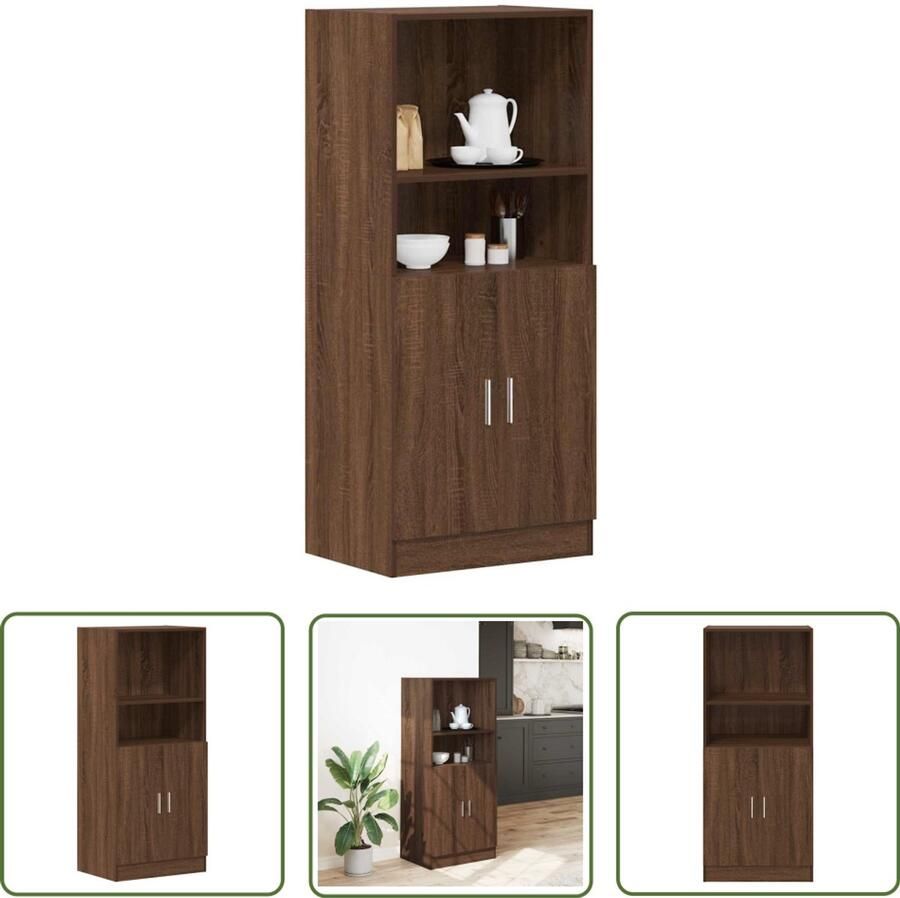 The Living Store Keukenkast 57x41 5x131 5 cm bewerkt hout bruin eikenkleurig Keuken Kast Houten Kast Opslagoplossing Keuken Organisatie Onderkasten