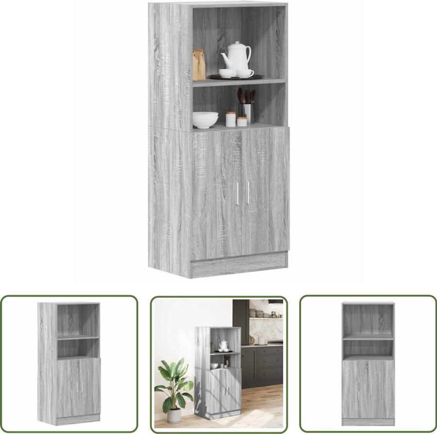 The Living Store Keukenkast 57x41 5x131 5 cm bewerkt hout grijs sonoma eiken Keukenkast Houten Kast Opslagoplossing Keukeninrichting Grijze Keukenkast - Foto 2