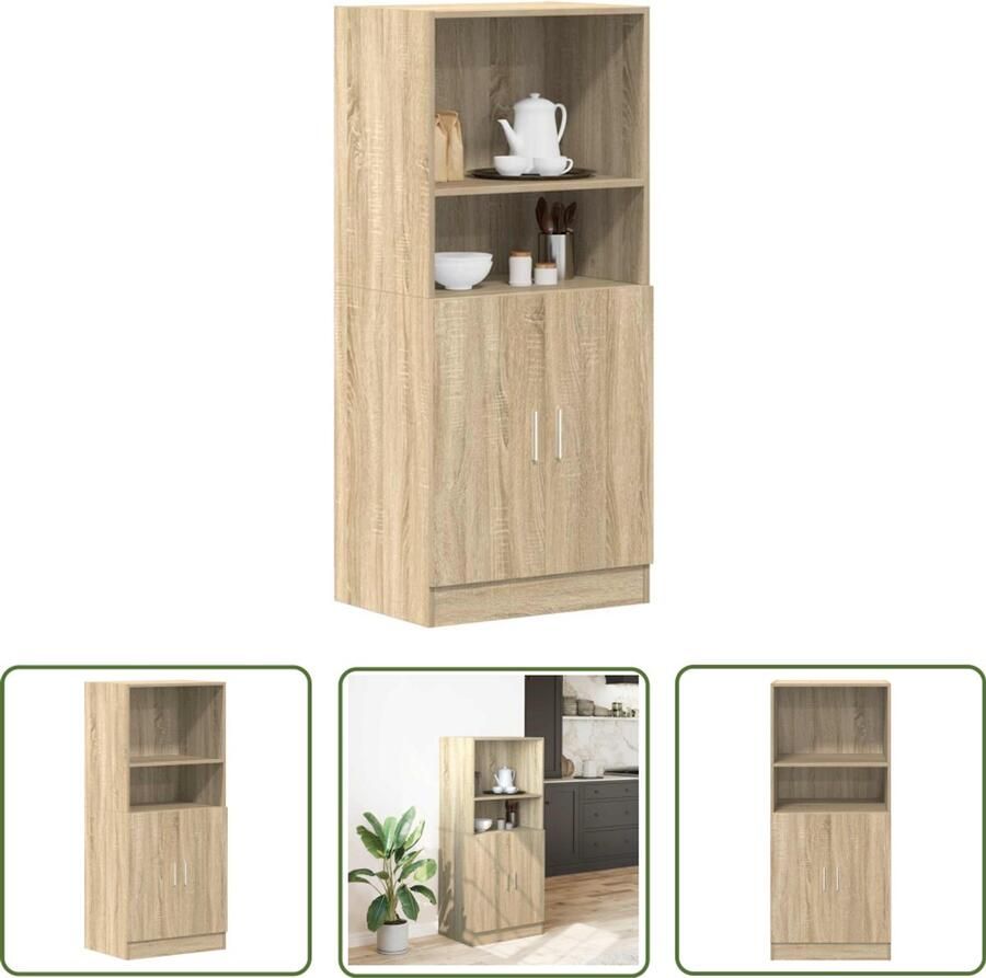 The Living Store Keukenkast 57x41 5x131 5 cm bewerkt hout sonoma eikenkleurig Keuken Kast Houten Kast Opslagoplossing Keuken Sonoma Eiken Keukenkasten Online Kopen - Foto 2