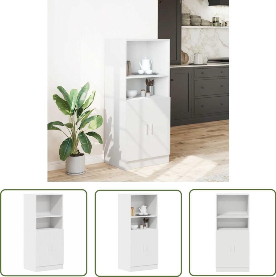 The Living Store Keukenkast 57x41 5x131 5 cm bewerkt hout wit Keuken Kast Houten Kast Opslagoplossing Keuken Organisatie Witte Kast
