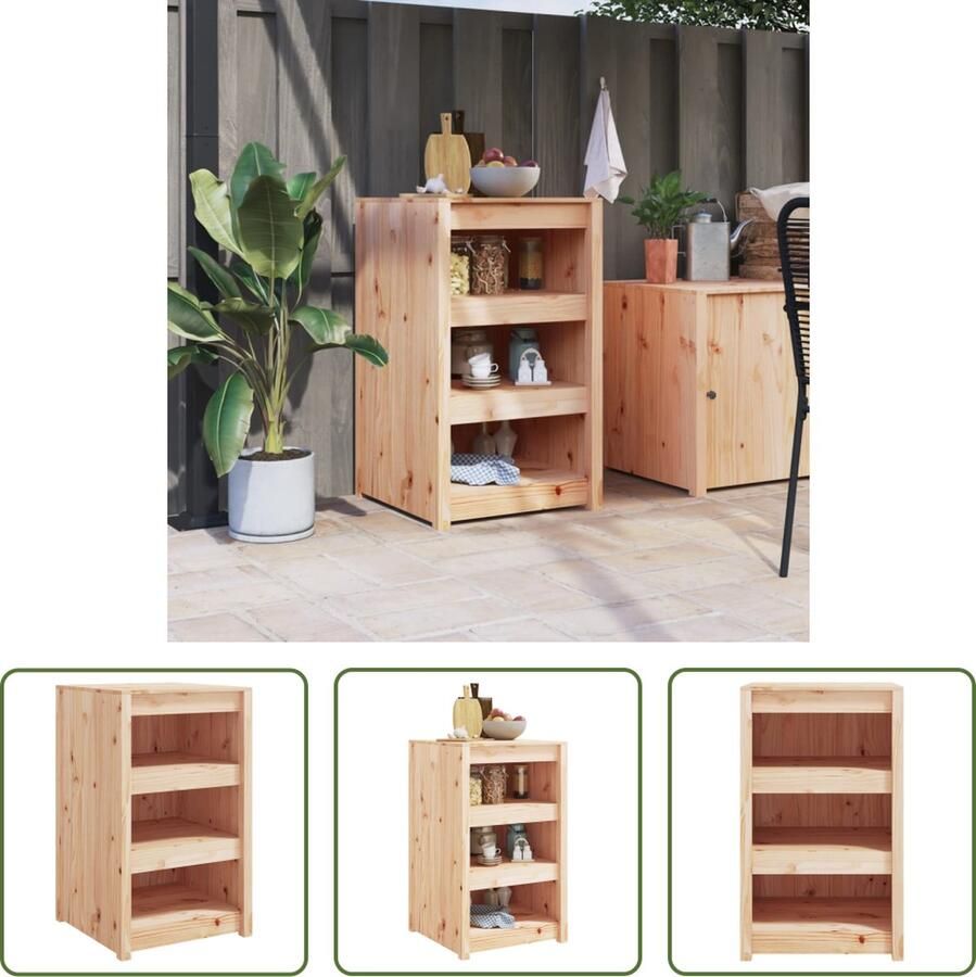 The Living Store Keukenkast voor buiten 55x55x92 cm massief grenenhout Houten Keukenkast Buitendining Tuinkamer Tuinmeubilair Grenenhout