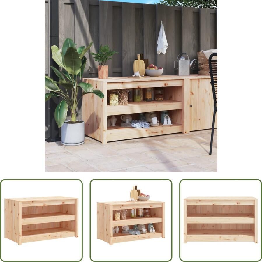 The Living Store Keukenkast voor buiten 106x55x64 cm massief grenenhout Houten Keukenkast Buitenterras Buitenkeuken Granenhout Kast Tuinkast
