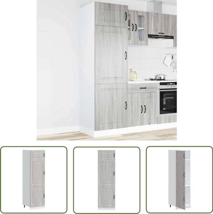 The Living Store Keukenkast Kalmar bewerkt hout grijs sonoma eiken Keuken Kast Grijze Keuken Kast Houten Keuken Kast Opslagruimte Keuken Kalmar Serie