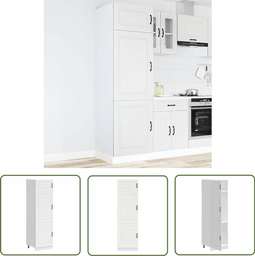 The Living Store Keukenkast Kalmar bewerkt hout wit Keukenkast Houten Kast Opslagoplossing Keukenmeubel Kalmar Serie