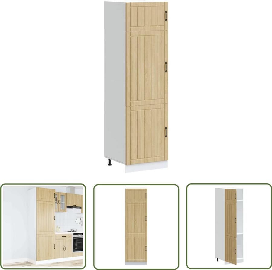 The Living Store Keukenkast Lucca bewerkt hout sonoma eikenkleurig Keukenkast Houten Kast Opslagoplossing Keukenorganisation Sonoma Eiken