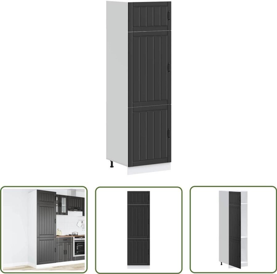 The Living Store Keukenkast Lucca bewerkt hout zwart Keuken Kast Houten Kast Zwarte Kast Opslagoplossing Keuken Organisatie