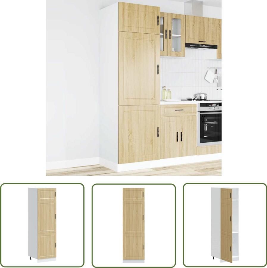 The Living Store Keukenkast Porto bewerkt hout sonoma eikenkleurig Keuken Kast Opslagoplossing Houten Kast Keukenkasten Sonoma Eiken