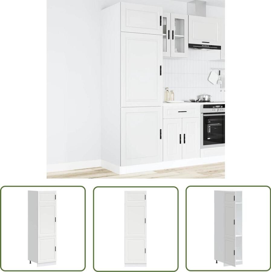 The Living Store Keukenkast Porto bewerkt hout wit Keuken Kast Opslagoplossing Houten Kast Witte Keuken Keukenmeubel