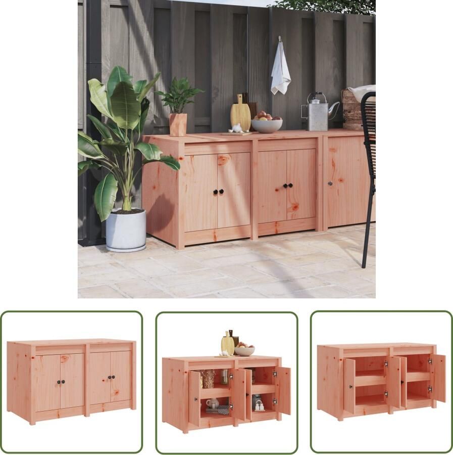 The Living Store Keukenkast voor buiten 106x55x64 cm massief douglashout Buitenterras Buitenshuis Eten Tuinkeuken Houtkachel Douglas Hout