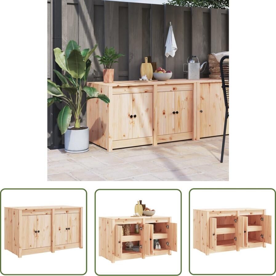 The Living Store Keukenkast voor buiten 106x55x64 cm massief grenenhout Buitenkeuken Houten Keukenkast Grenenhout Modulaire Keukenkast Tuinkast