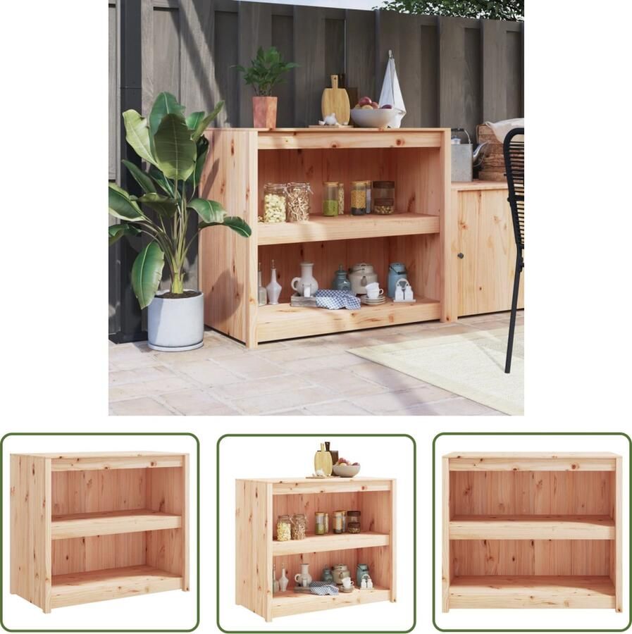 The Living Store Keukenkast voor buiten 106x55x92 cm massief grenenhout Houten Keukenkast Buitenaanleg Tuinkast Granenhout Outdoor Kitchen
