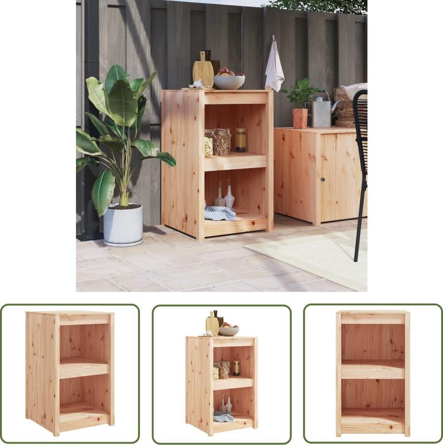 The Living Store Keukenkast voor buiten 55x55x92 cm massief grenenhout Houten Keukenkast Buitenterras Buitenkeuken Tuinmeubilair Grenenhout