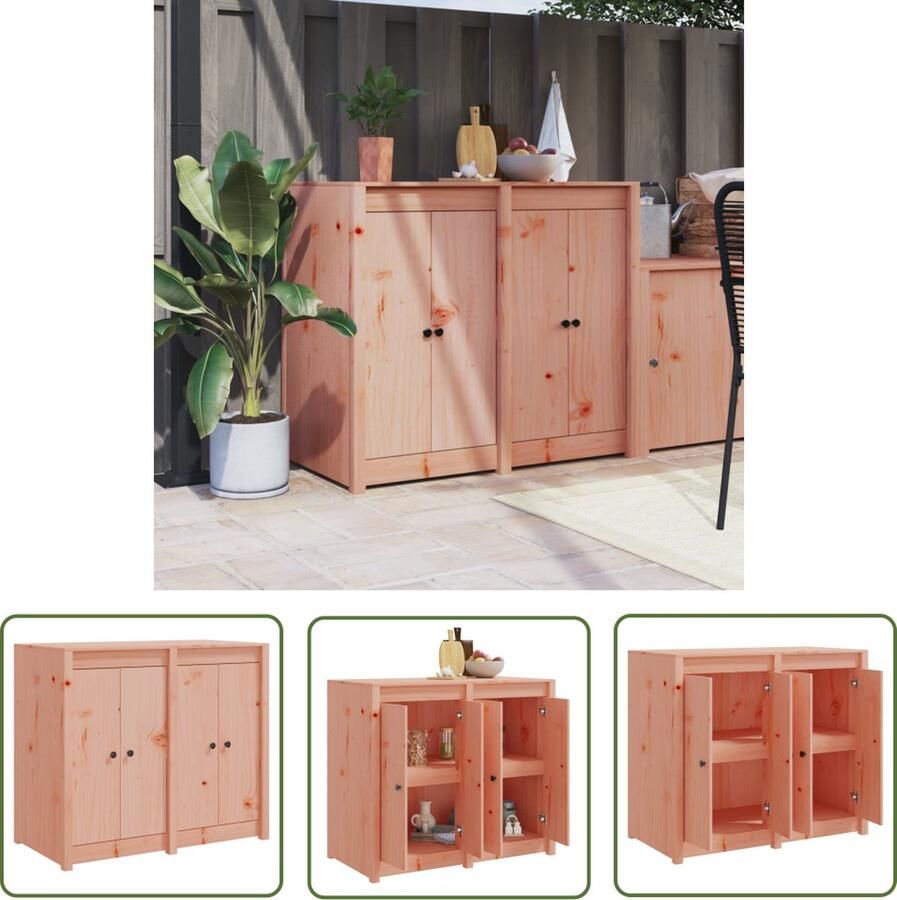 The Living Store Keukenkast voor buiten massief douglashout Houten Keukenkast Buitenterras Tuinkamer Houtkachel Outdoor Kitchen