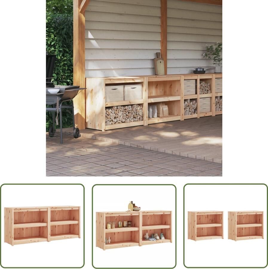 The Living Store Keukenkasten voor buiten 2 st massief grenenhout Buitenkeuken Kast Tuinkast Houtkisten Grenenhout Buitendining
