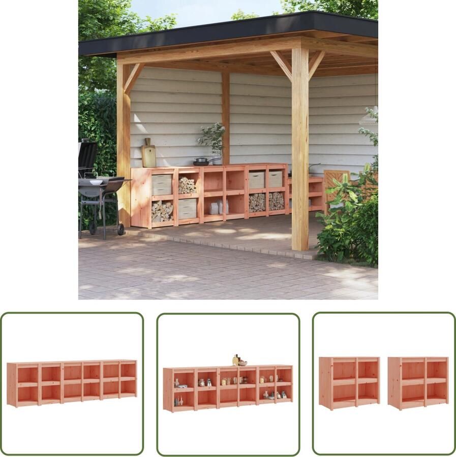 The Living Store Keukenkasten voor buiten 4 st massief douglashout Houten Keukenkasten Buitenaanleg Tuinkamer Douglashout Modulaire Kast