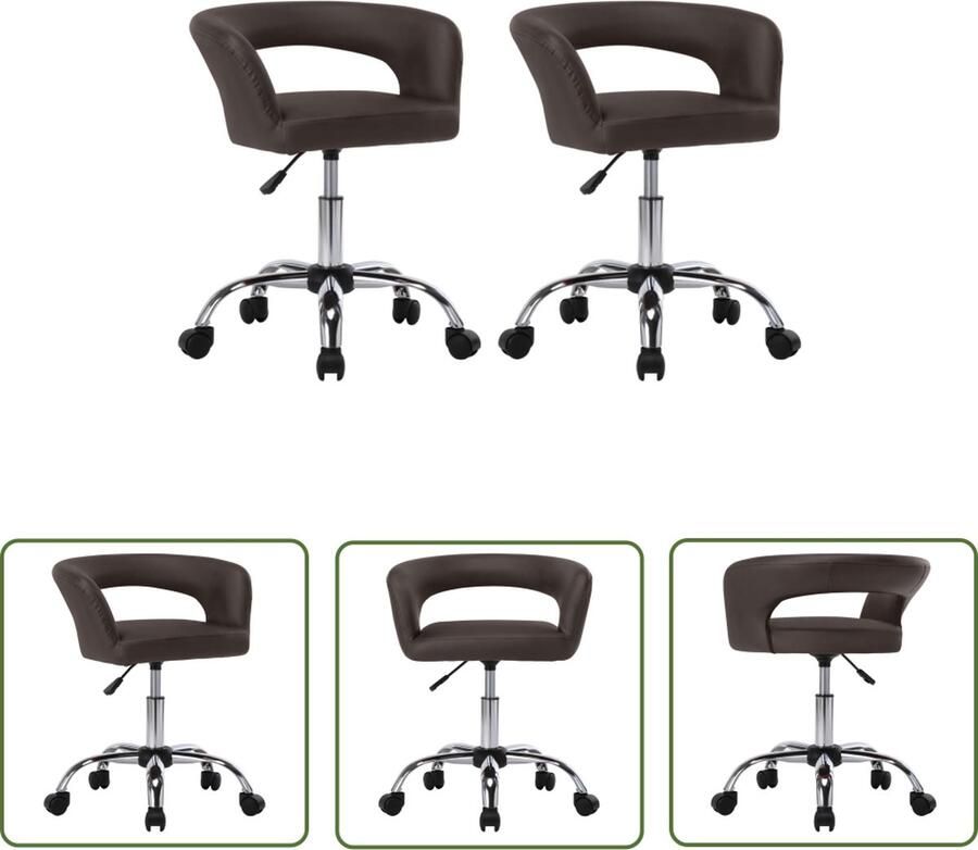 The Living Store Keukenstoelen Bruin Kunstleer 54 x 54 x (62-72) cm Gasveermechanisme - Foto 2