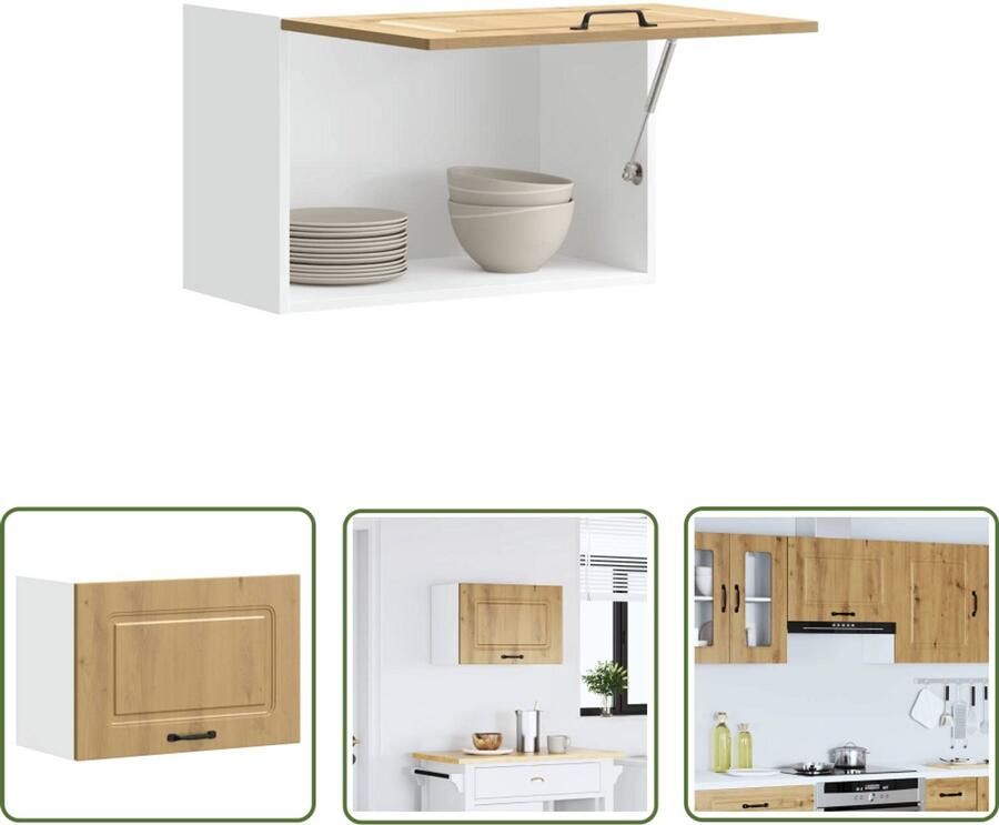 VidaXL Keukenwandkast Kalmar bewerkt hout artisanaal eikenkleur Keukenwandkast Houten Keukenkast Opslagruimte Keuken Organisatie Eiken Kleur