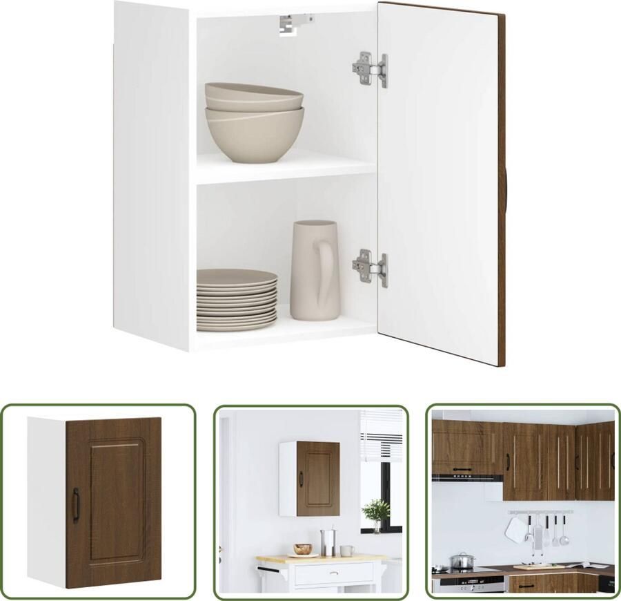 VidaXL Keukenwandkast Kalmar bewerkt hout bruin eikenkleur Keukenwandkast Opbergkast Houten Kast Bruine Eiken Kleur Keuken Organisatie