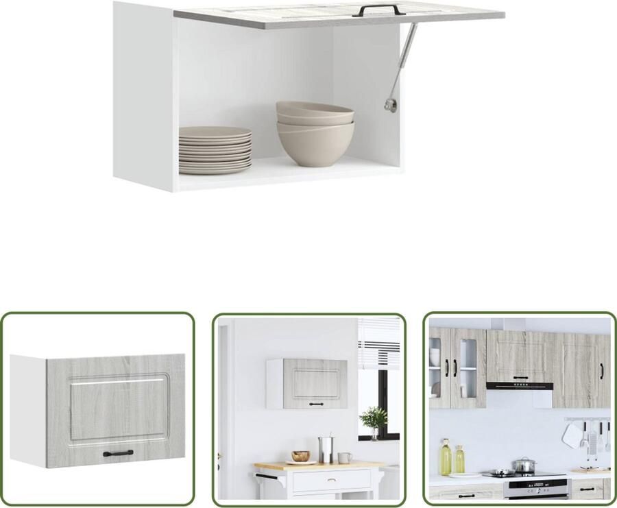 VidaXL Wandkast Keuken Kast Keukenwandkast Kalmar bewerkt hout grijs sonoma eiken Opslagoplossing Keuken Organisatie Grijze Keuken