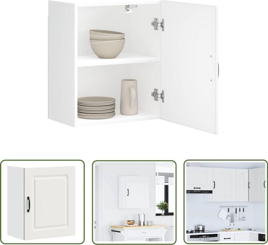 VidaXL Keukenwandkast Kalmar bewerkt hout wit Keukenwandkast Keukenopbergruimte Houten Keukenkasten Witte Keukenkasten Badkamerkast - Foto 2