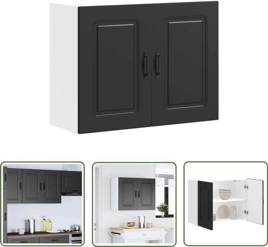 VidaXL Keukenwandkast Kalmar bewerkt hout zwart Keukenkasten Zwarte Keukenkasten Houten Keukenkasten Opslagoplossing Keuken Organisatie