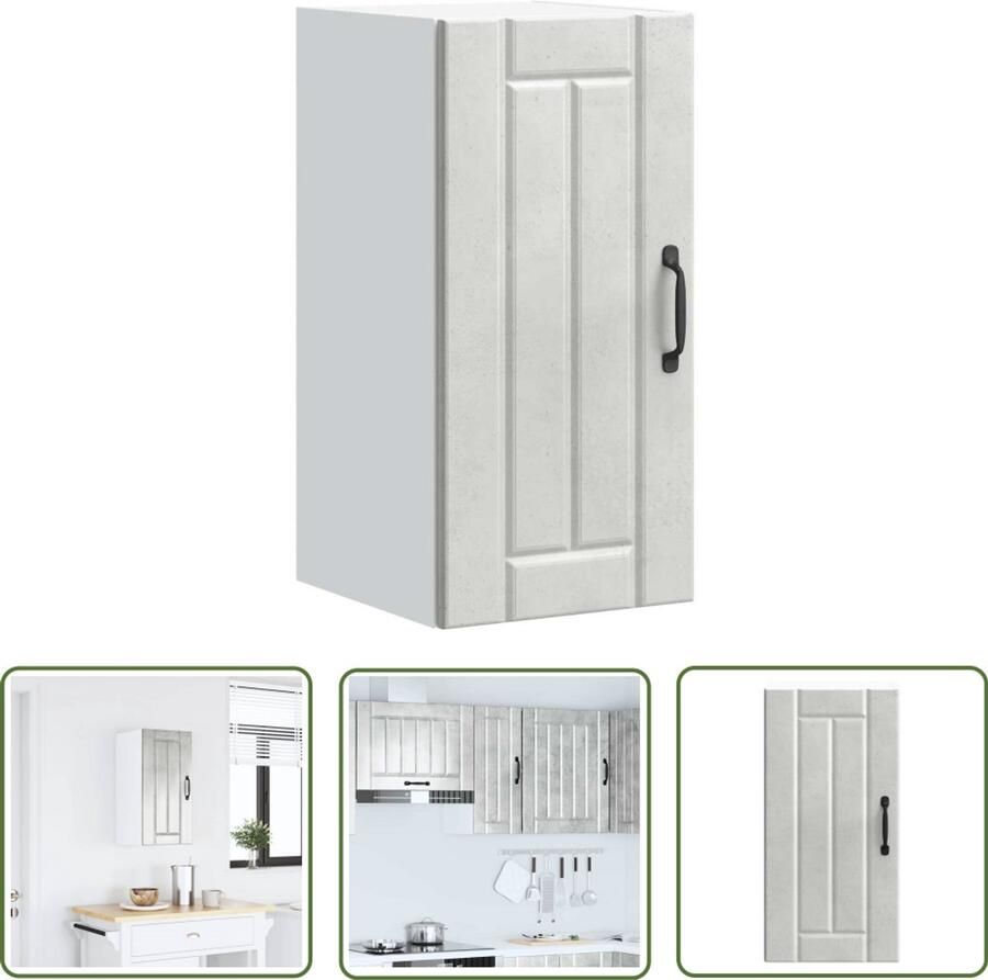VidaXL Keukenwandkast Lucca bewerkt hout betongrijs Keukenwandkast Keukenopbergruimte Houten Keukenkast Betonnen Grijze Kast Compact Design
