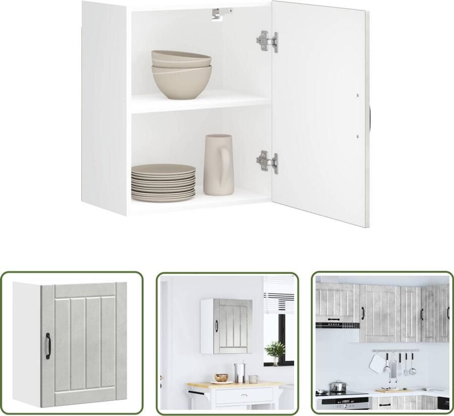 VidaXL Keukenwandkast Lucca bewerkt hout betongrijs Keukenwandkast Keukenopbergruimte Houten Keukenkast Betonnen Grijze Kast Wandkast