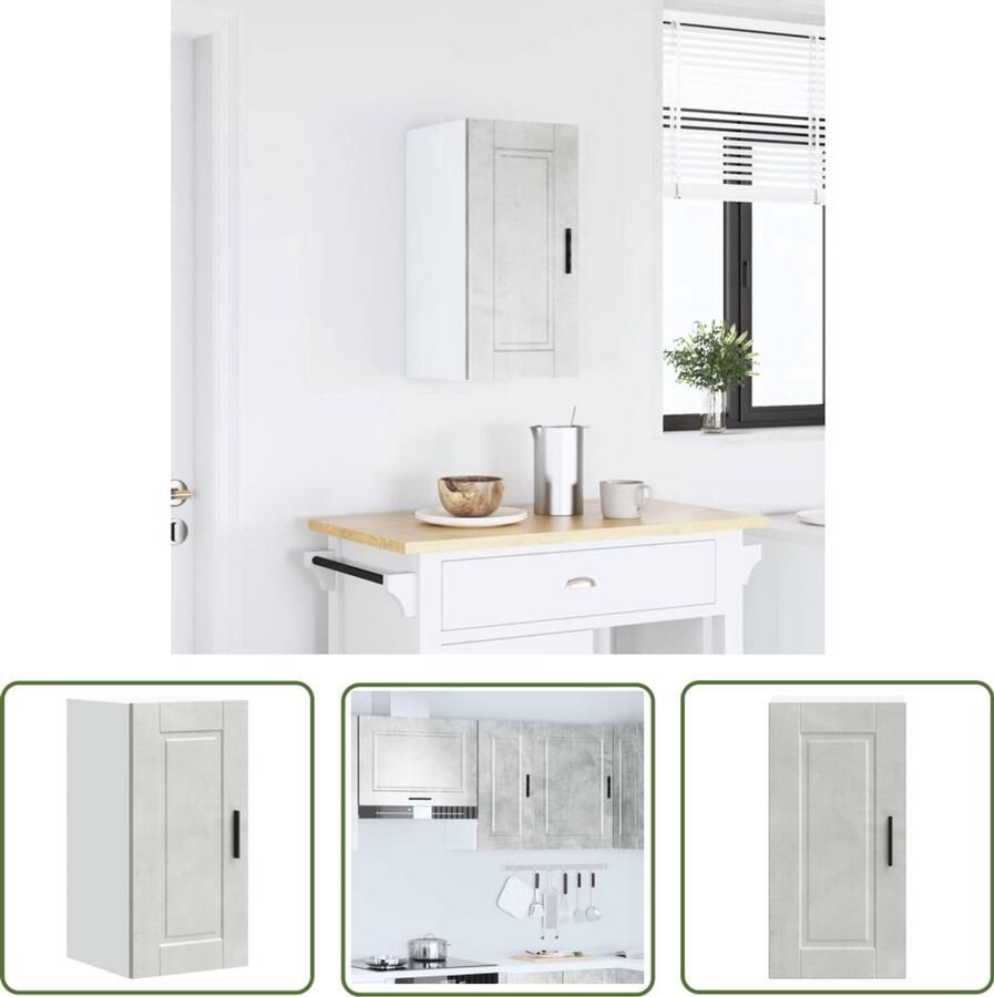 VidaXL Wandkast Keuken Kast Keukenwandkast Porto bewerkt hout betongrijs Opslagoplossing Keuken Organisatie Houten Kast