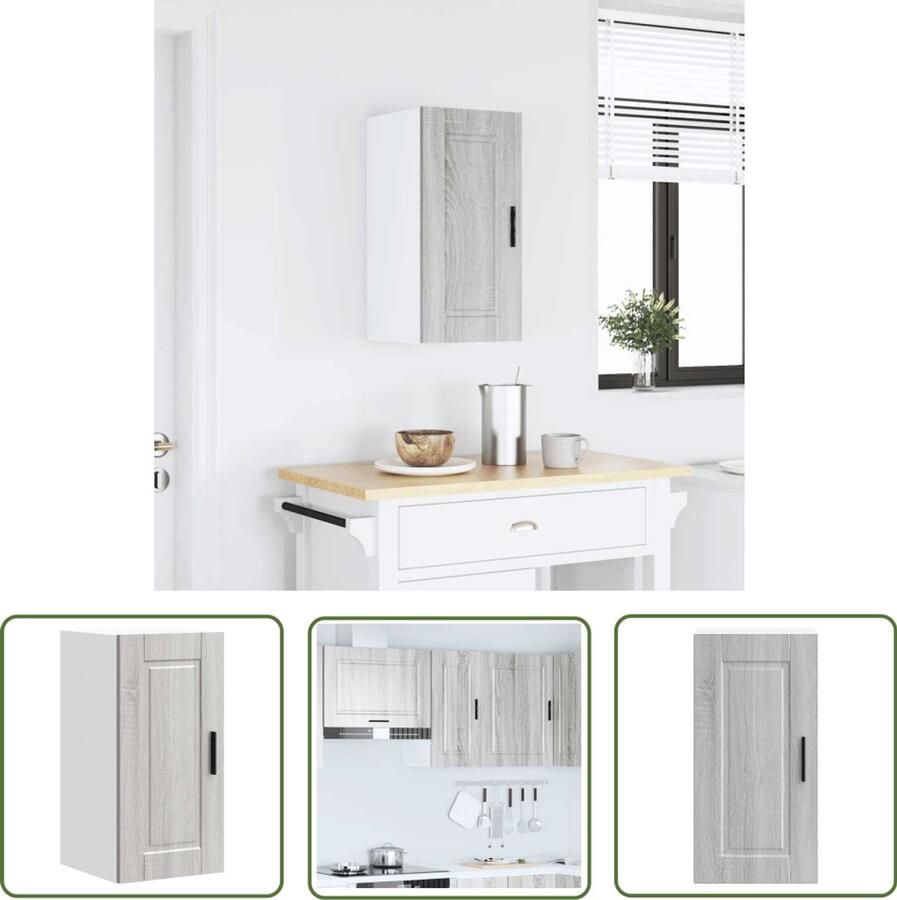 The Living Store Keukenwandkast Porto bewerkt hout grijs sonoma eiken Keuken Kast Wandkast Opslagoplossing Keukeninrichting Houten Kast - Foto 2