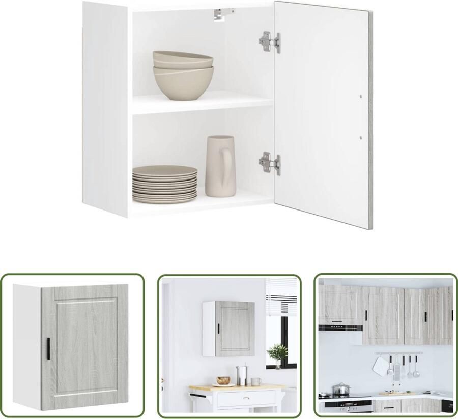 VidaXL Keukenwandkast Porto bewerkt hout grijs sonoma eiken Keuken Kast Wandkast Opslagoplossing Keuken Organisatie Houten Kast