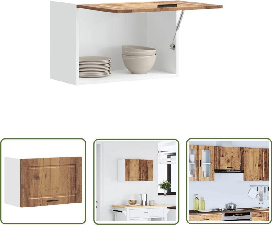VidaXL Keukenwandkast Porto bewerkt hout oud houtkleurig Keukenwandkast Keukenopbergruimte Houten Kast Vintage Kast Badkamerkast