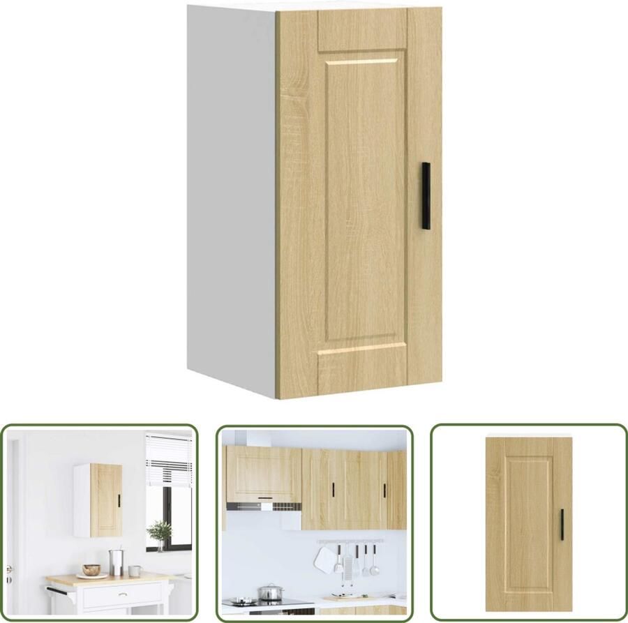 The Living Store Keukenwandkast Porto bewerkt hout sonoma eikenkleurig Keukenwandkast Opslagoplossing Houten Kast Keukeninrichting Sonoma Eiken